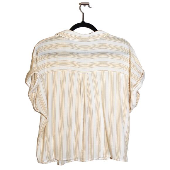 KOTON Button Down Yellow Striped Top Size Large - Picture 3 of 3